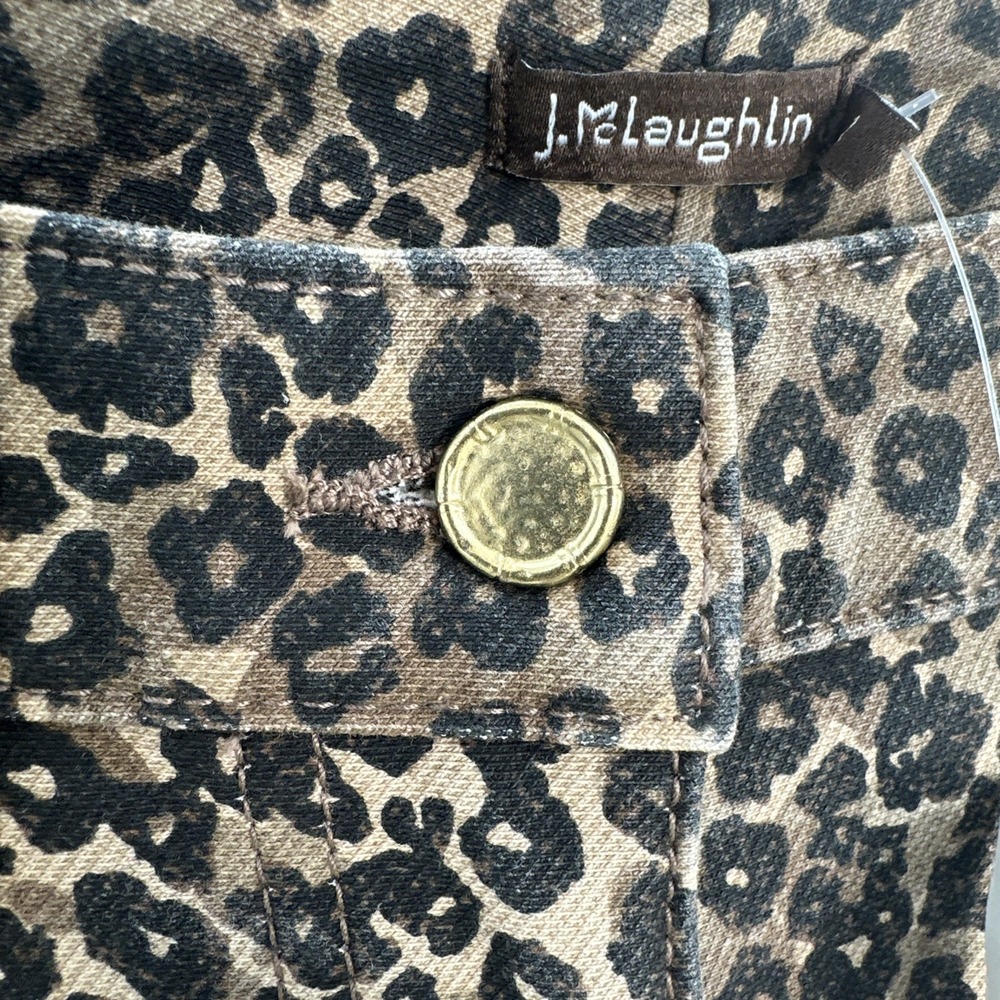 J. McLaughlin Lexi Jeans Women 2 Brown Leopard Cheetah Animal Print Skinny Pants - Picture 9 of 16